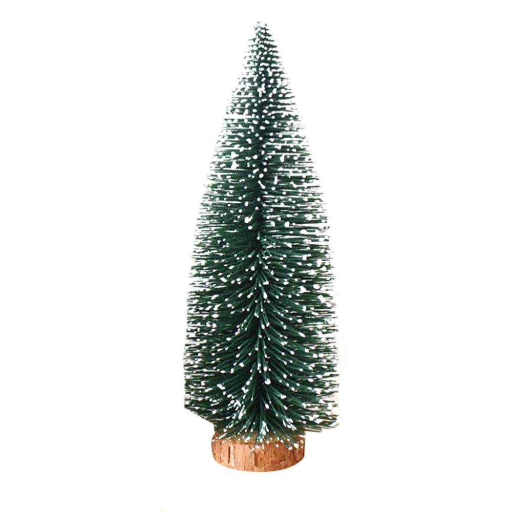 12 Pcs Mini Frosted Tabletop Christmas Pine Tree With Wood Base Christmas Home Party Decoration Ornaments - 5cm