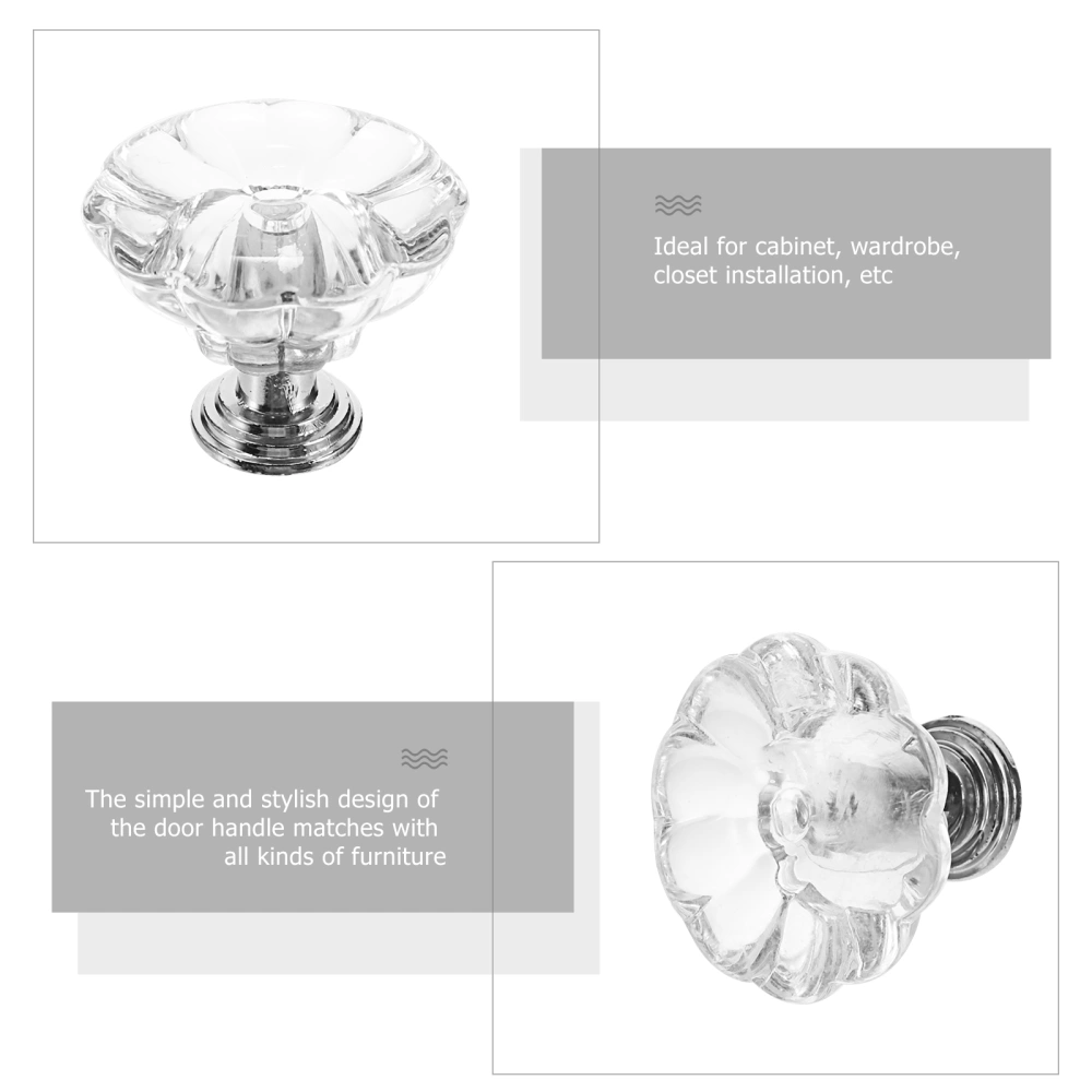 6pcs Crystal Clear Doorknobs Cupboard Cabinet Drawer Door Knobs Pull Handles