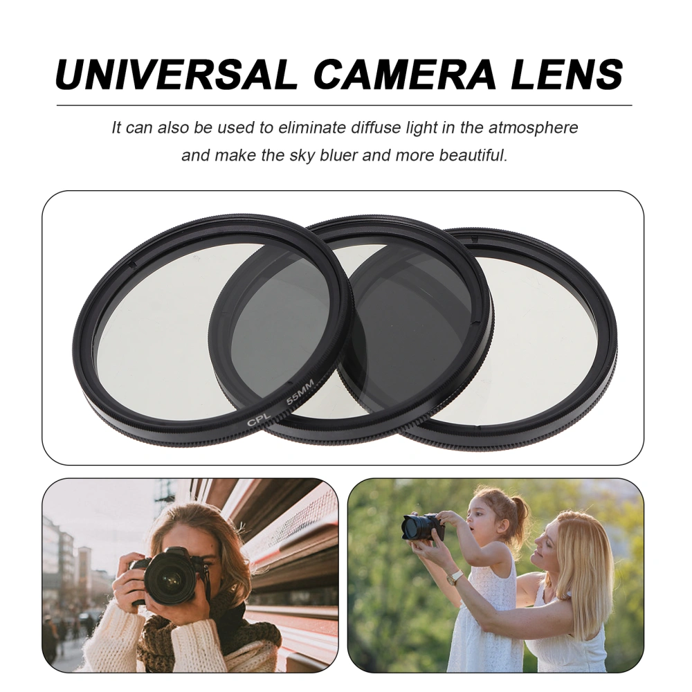 3pcs 55mm Camera Beautify Lens CPL SLR Beautify Lens Universal Polarizer Lens