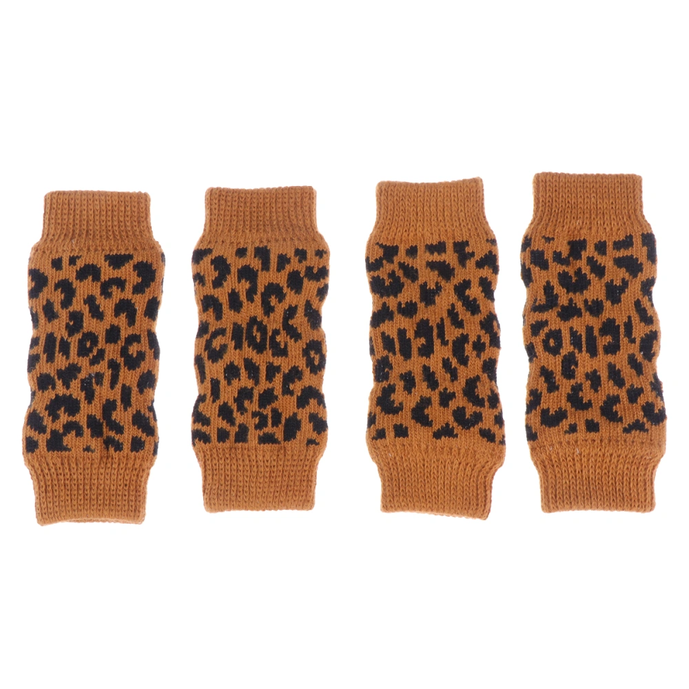 4pcs Pet Socks Winter Dog Costume Stockings Anti-dirty Leg Protector for Pet Dogs (Size L Leopard)