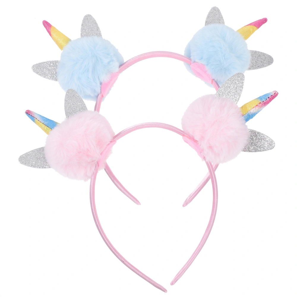 2pcs  Creative Plush Ball Headband Unicorn Girl Headband Girl Unicorn Hair Hoops