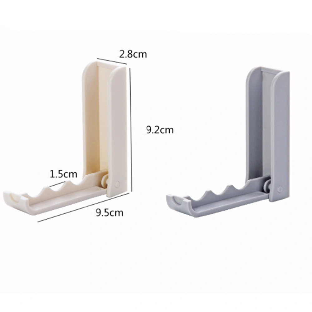 2PCS Foldable Hooks Plastic Self Adhesive Wall Hooks Space Saving Clothes Hanger Hook Rack (Grey)