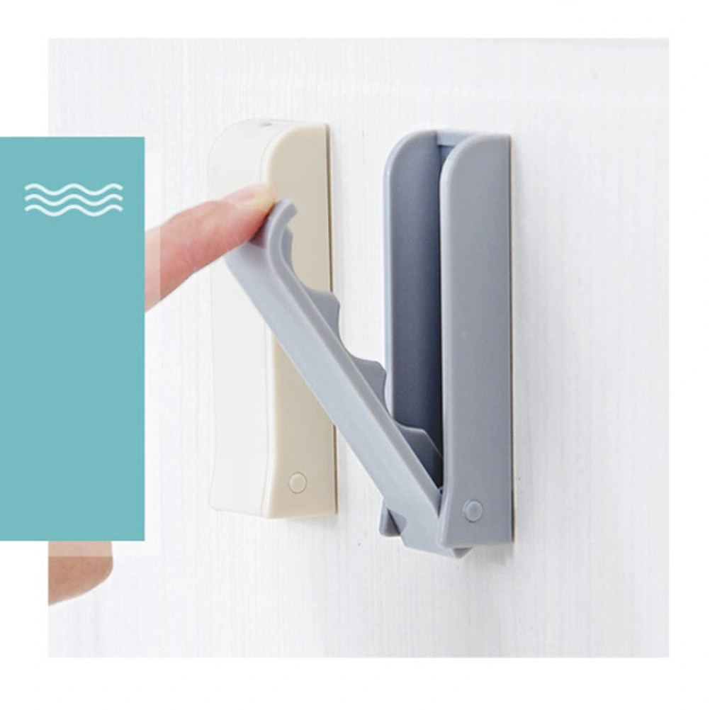 2PCS Foldable Hooks Plastic Self Adhesive Wall Hooks Space Saving Clothes Hanger Hook Rack (Grey)