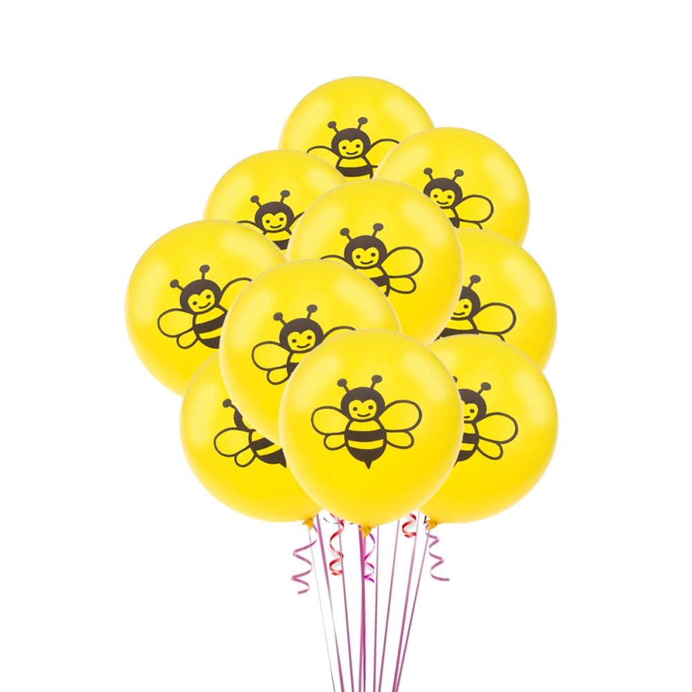 12PCS 12 Inches Insect Bee Balloons Set Birthday Wedding Party Supplies Latex Balloons Party Decoration (Yellow)