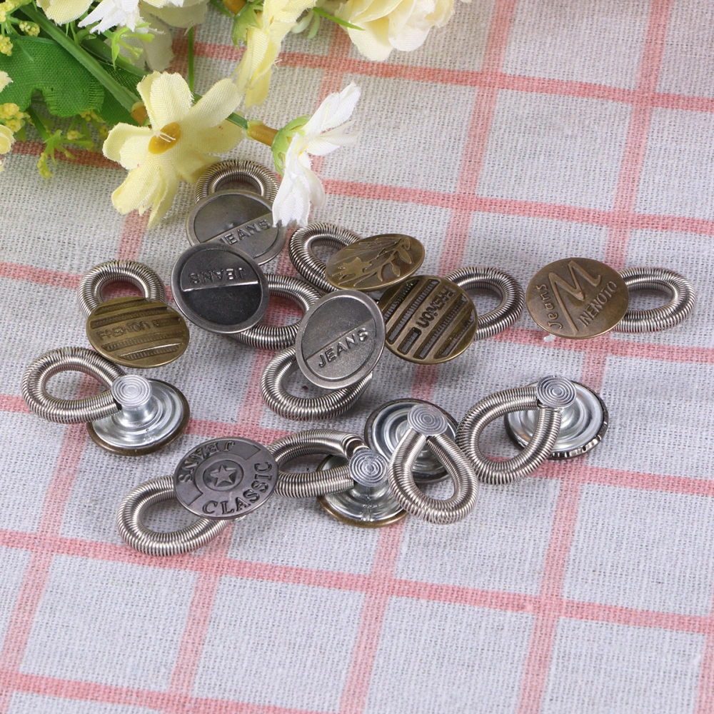 12pcs Metal Creative Buttons DIY Replacing Buckle Multifunction Button for Pants Clothes Collar (Random Pattern)