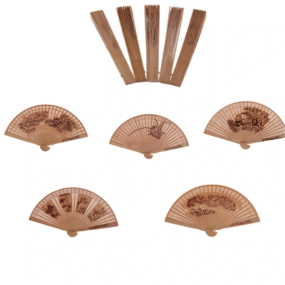 Sandal Wood Foldable Fan Elegant Ancient Fan Lovely Hollow Hand Fan for Summer Decor (Panda)