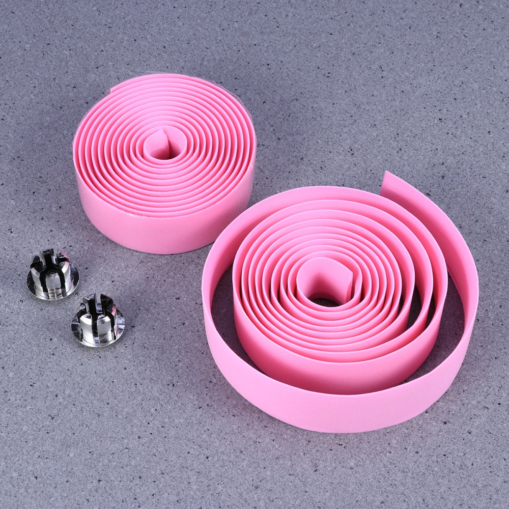 1pair Handlebar Tape Wrap Road Bike Lightest Bar Ribbon Cork with End Plugs and Self-Adhesive Strips(Pink)