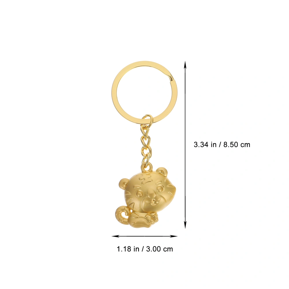 2Pcs Gold Tiger Keychains Zodiac Tiger Key Rings Hanging Keychain for Bag New Year Gifts