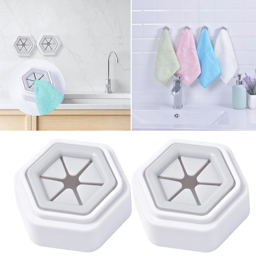 4pcs Towel Hooks Adhesive Towel Plug Hexagon Towel Rack Hooks Pounch Free Towel Holder Door Wall Mount Towel Stopper Rag Clip for Bathrooms Kitchen