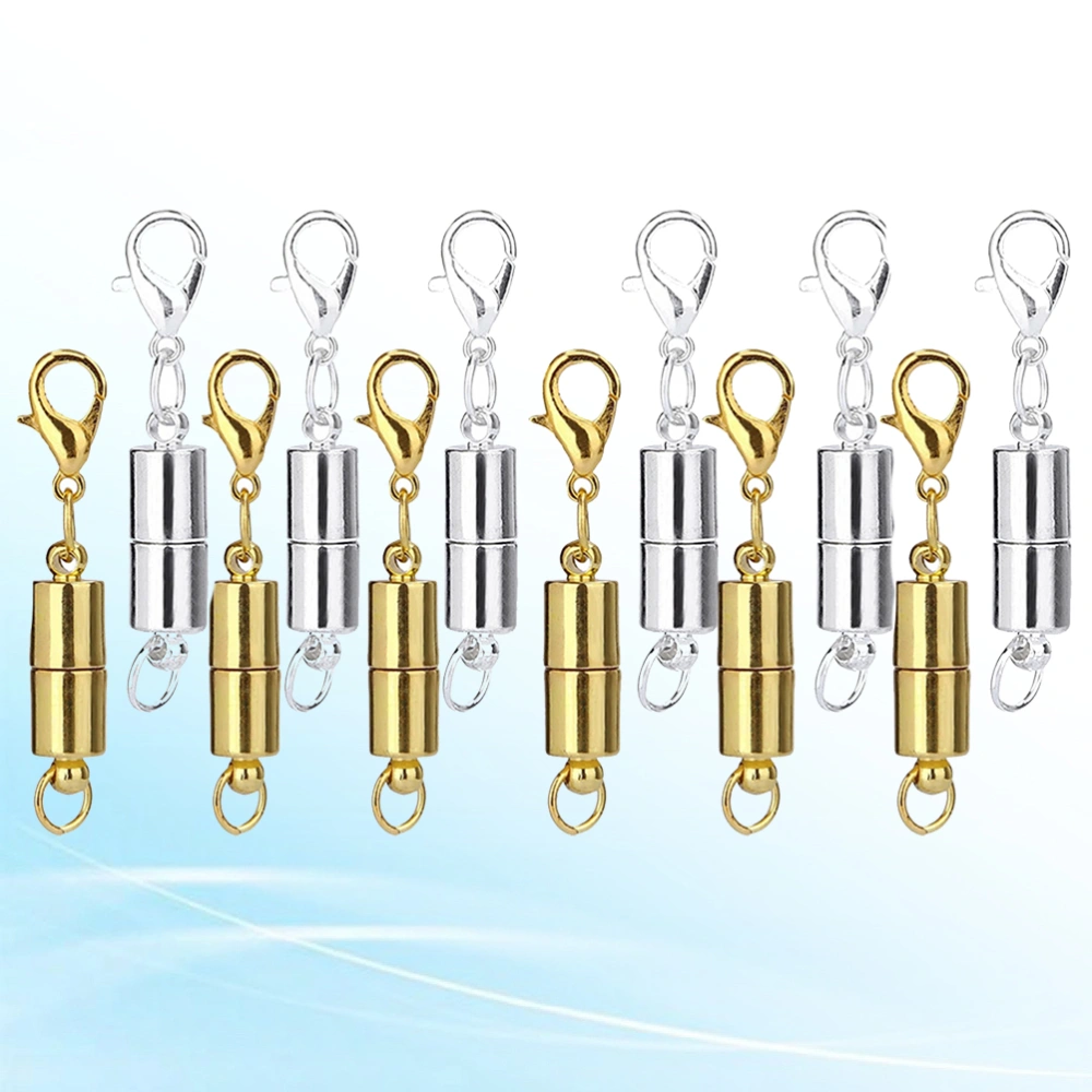 20PCS Necklace Extension Chain Buckle Environmental Cylindrical Magnetic Buckle Practical DIY Jewelry Making Supplies (6mm Golden + 6mm Silver + 8mm Golden + 8mm Silver, 5Pcs/Each)