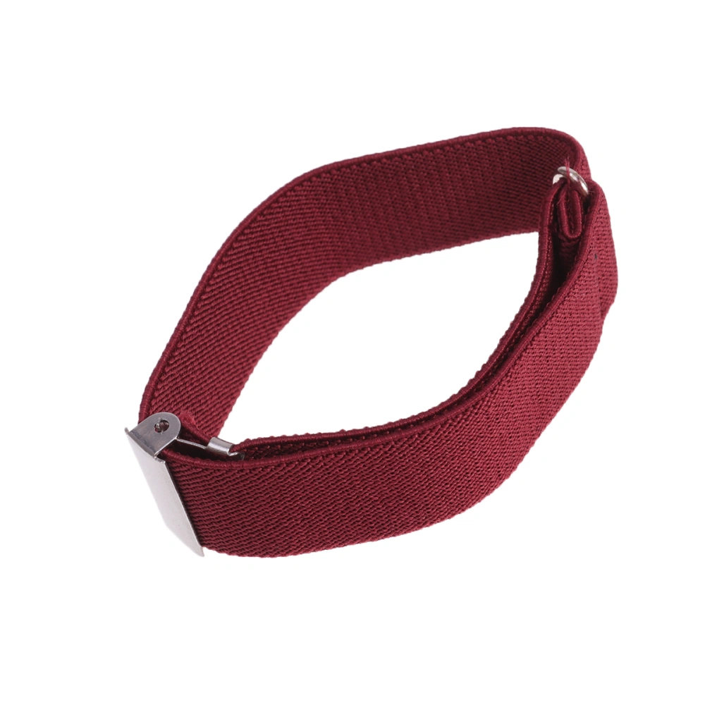 1 Pair 2.5cm Shirt Armband Non Adjustable Unisex Chinlon Beautiful Practical for Women Men (Wine Red)