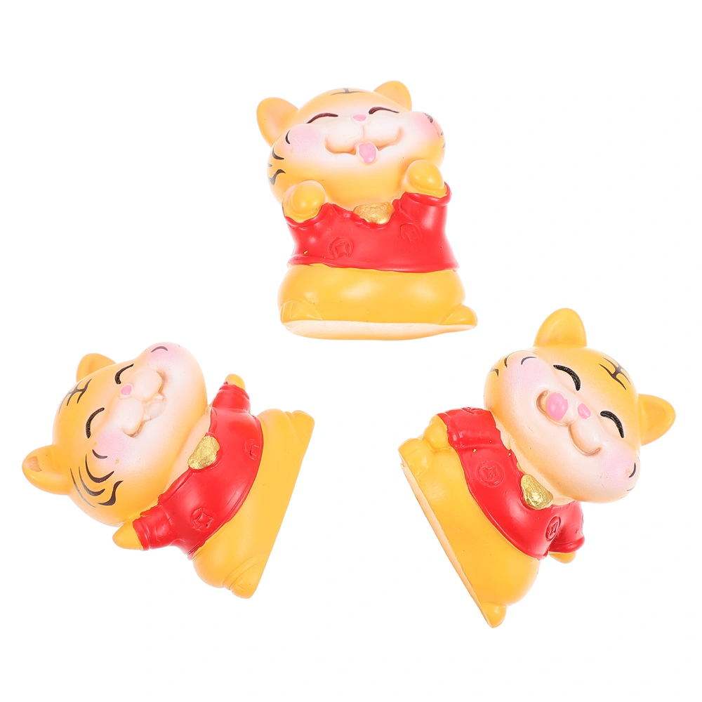 3Pcs Small Tiger Shape Garden Decor Creative Landscaping Ornament Resin Crafts