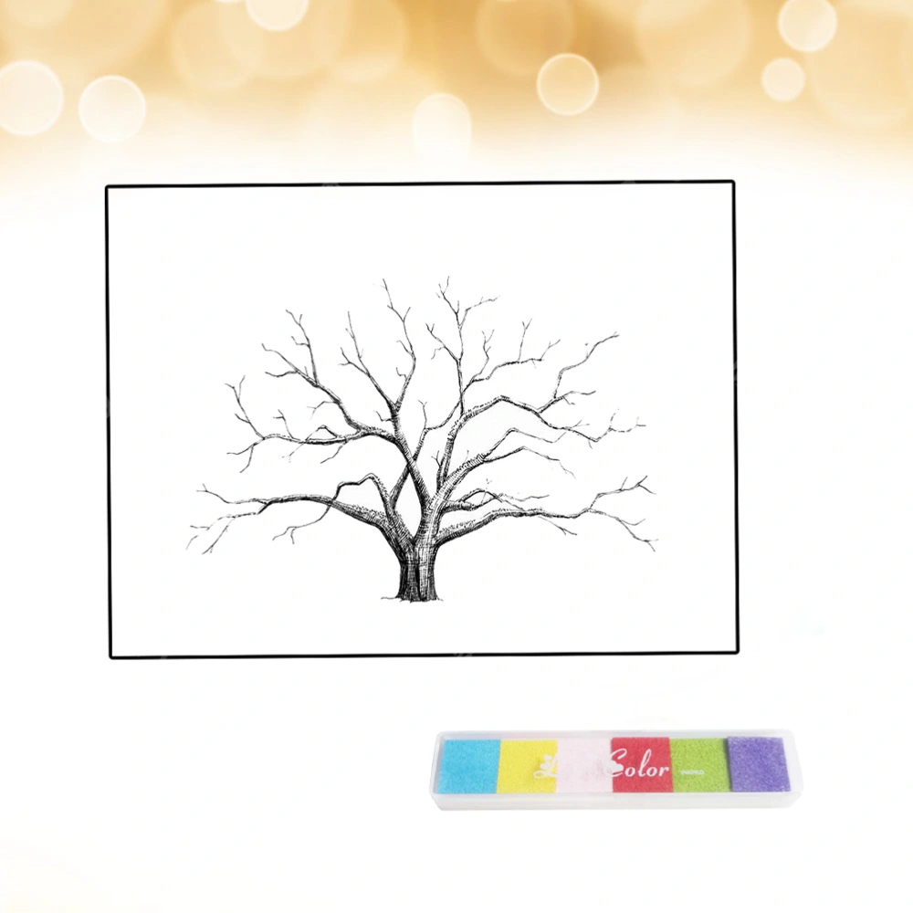 Creative Fingerprint Tree Wedding Signature Painting Wedding Party DIY Signature Tree Drawing (21 x 30cm)