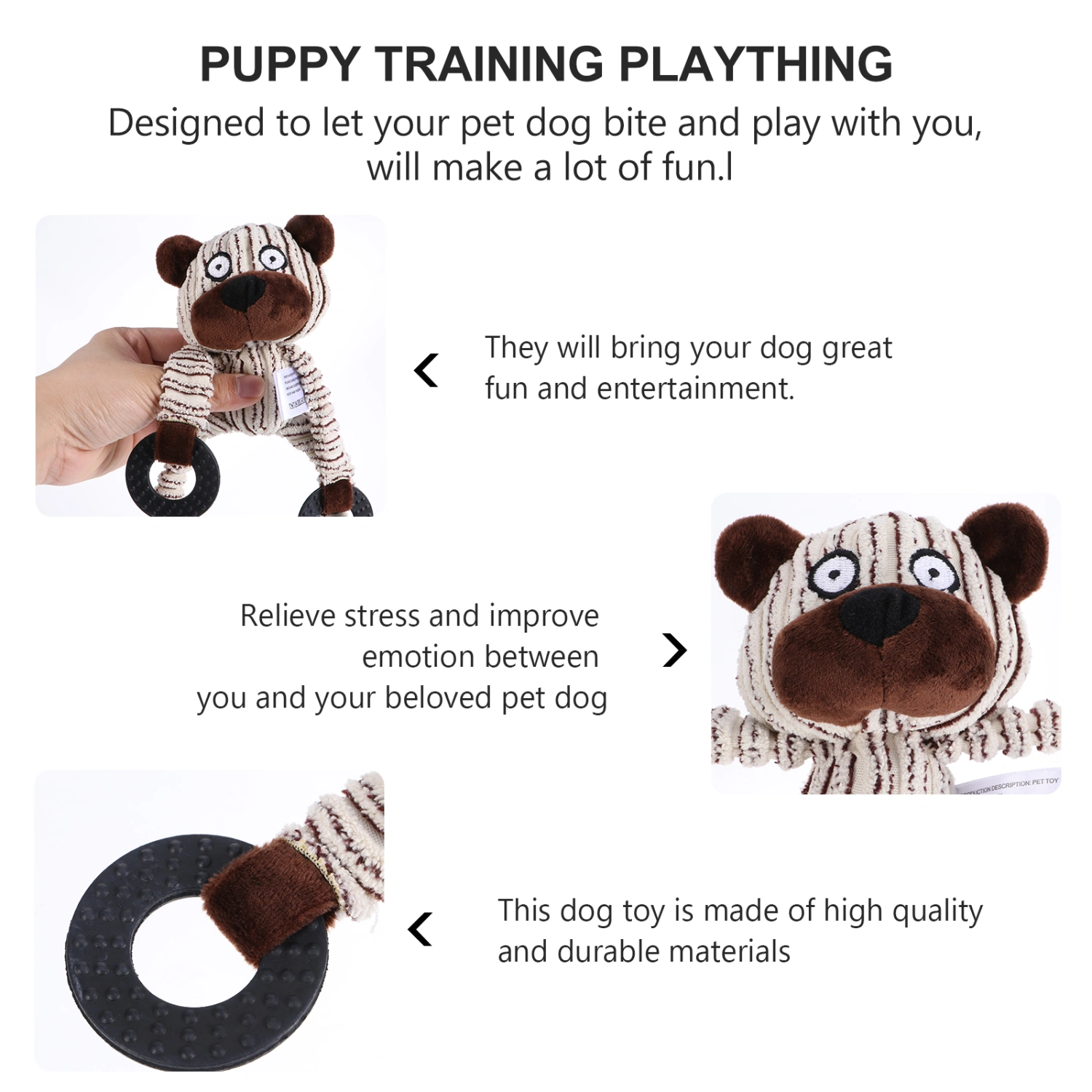 1Pc Lovely Pet Dog Toy Cartoon Short Plush Bear Toy Bite Resistant Plaything