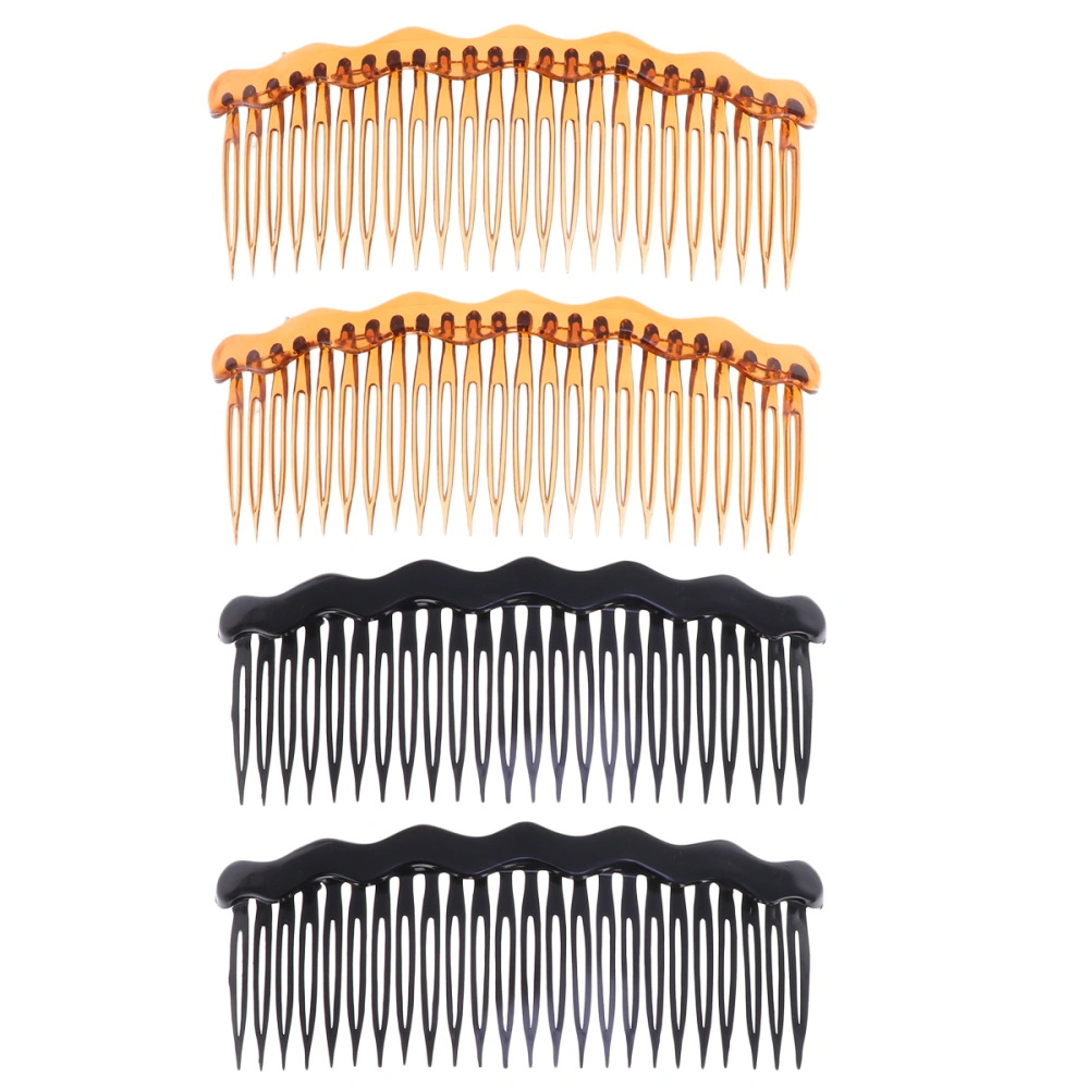 4pcs Simple Hair Combs Plastic Hair Combs Inserted Comb Hair Accessories for Women Girls (Black Combs and Coffee Combs 2pcs/Each)