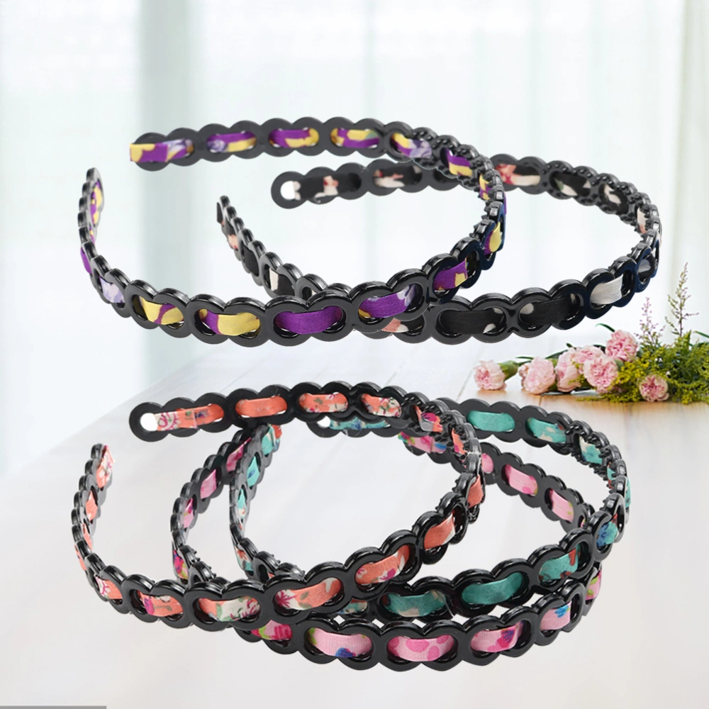 5pcs Bohemia Style Solid Color Satin Twining Round Protection Resin Teeth Comb Hair Hairband Headband Headwear Hair Accessories for Women Girls(Mixed Color)