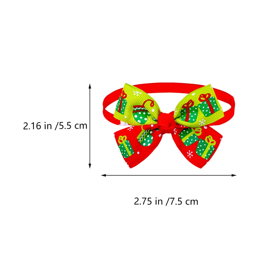 8Pcs Christmas Themed Pattern Pet Bow Ties for Pet Decoration (Mixed Style)