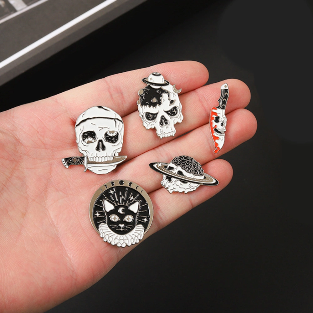 5pcs Clothes Brooches Shirt Lapel Pin Halloween Skull Lapel Pin Backpack Brooch