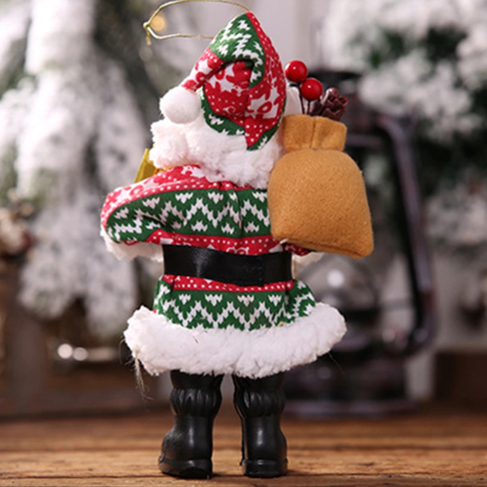 20x12cm Red and Green Santa Claus Figurine Rustic Resin Christmas Ornaments Festival Decoration