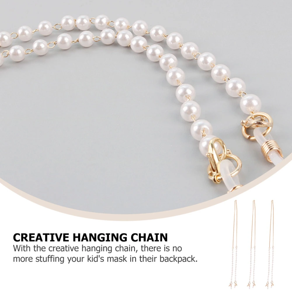 3PCS Anti-lost Kids Mask Chain Double Buckle Hanging Neck Rope Chain (White)