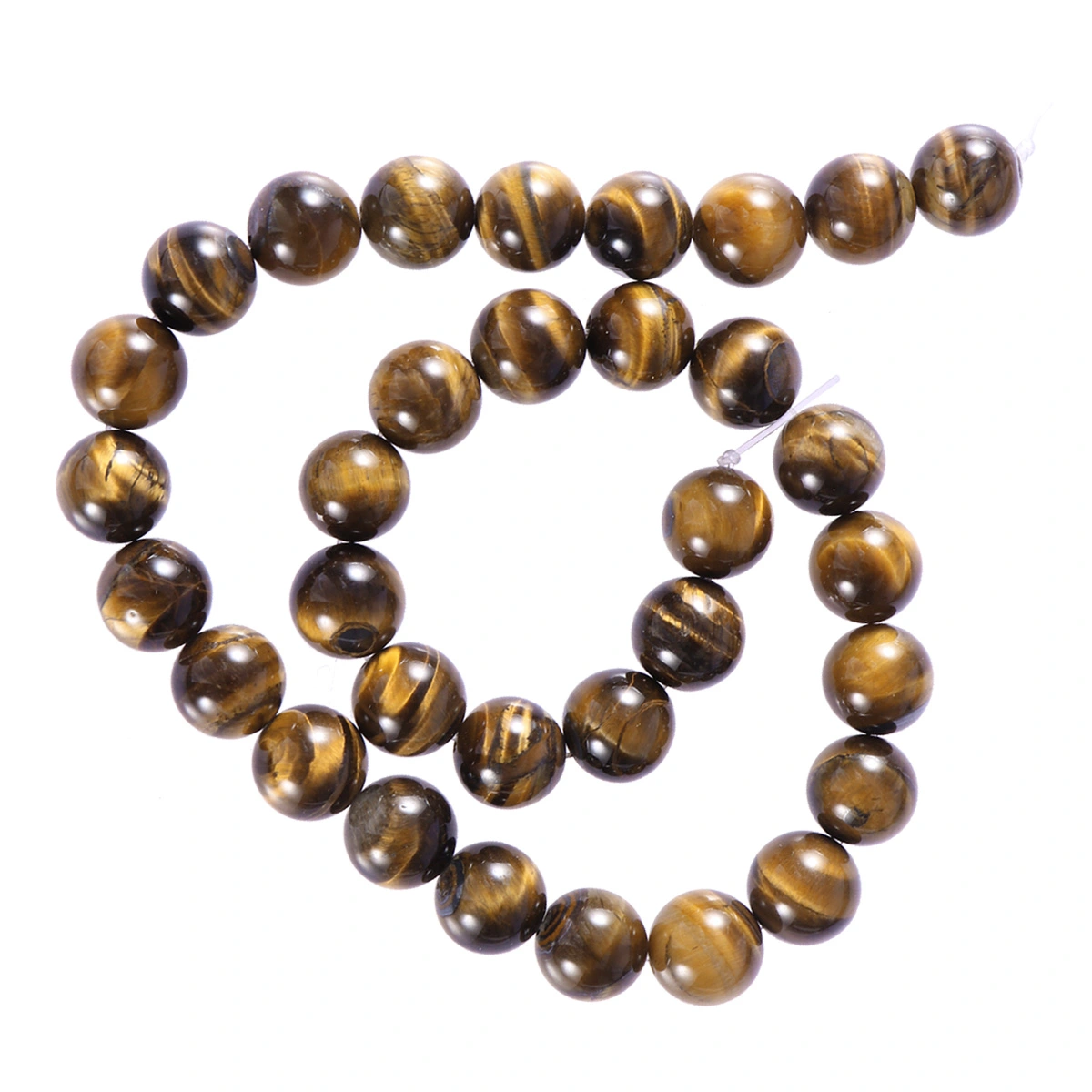 38PCS Natural Round AB Grade Tiger Eye Agate Loose Stone Beads Bulk For Jewelry Making