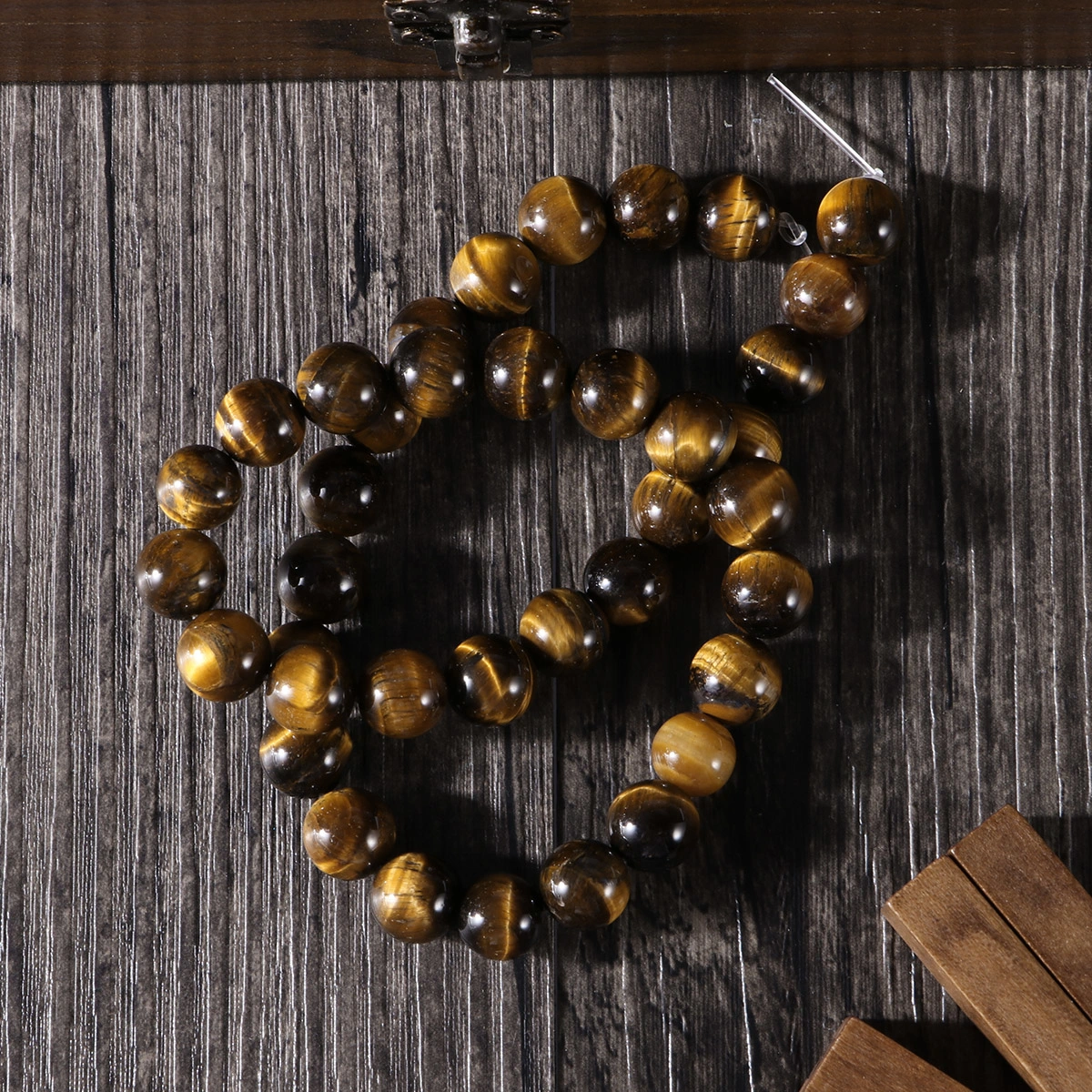 38PCS Natural Round AB Grade Tiger Eye Agate Loose Stone Beads Bulk For Jewelry Making