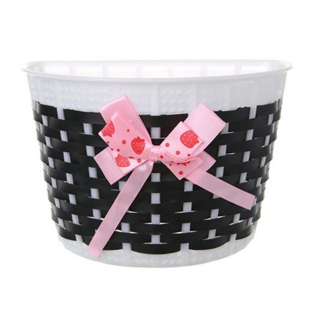 Lovely Bike Basket Outdoor Knitted Bowknot Front Basket For Children Girl - Size S(Black)