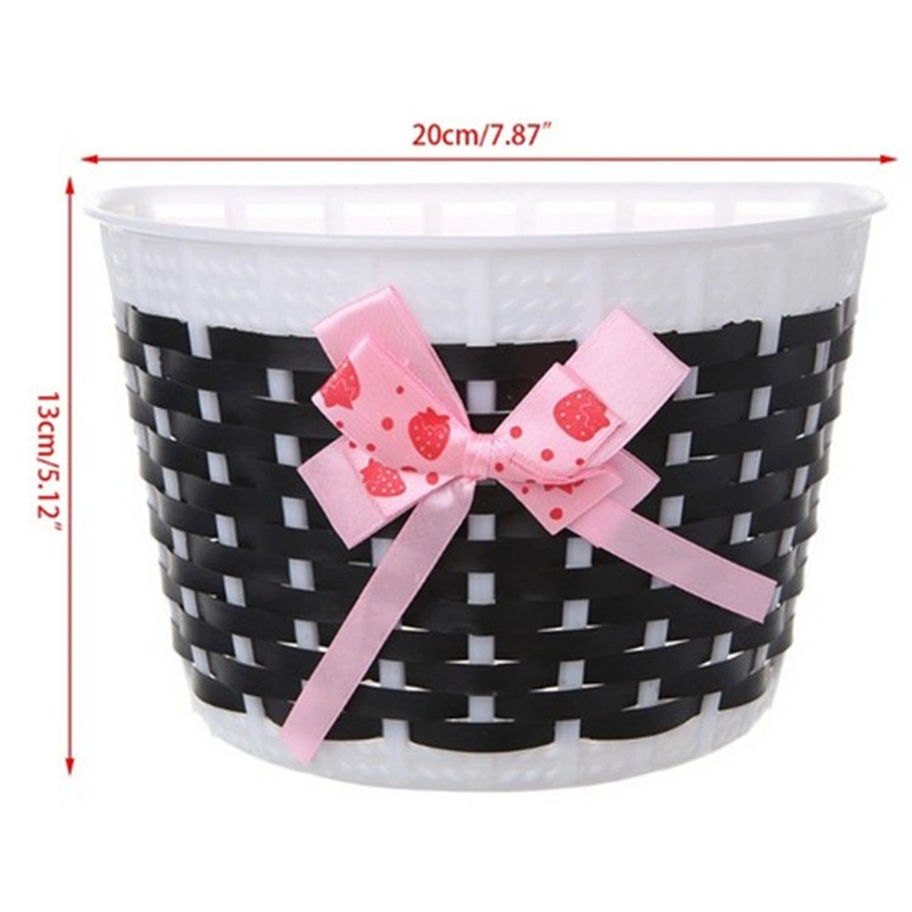 Lovely Bike Basket Outdoor Knitted Bowknot Front Basket For Children Girl - Size S(Black)