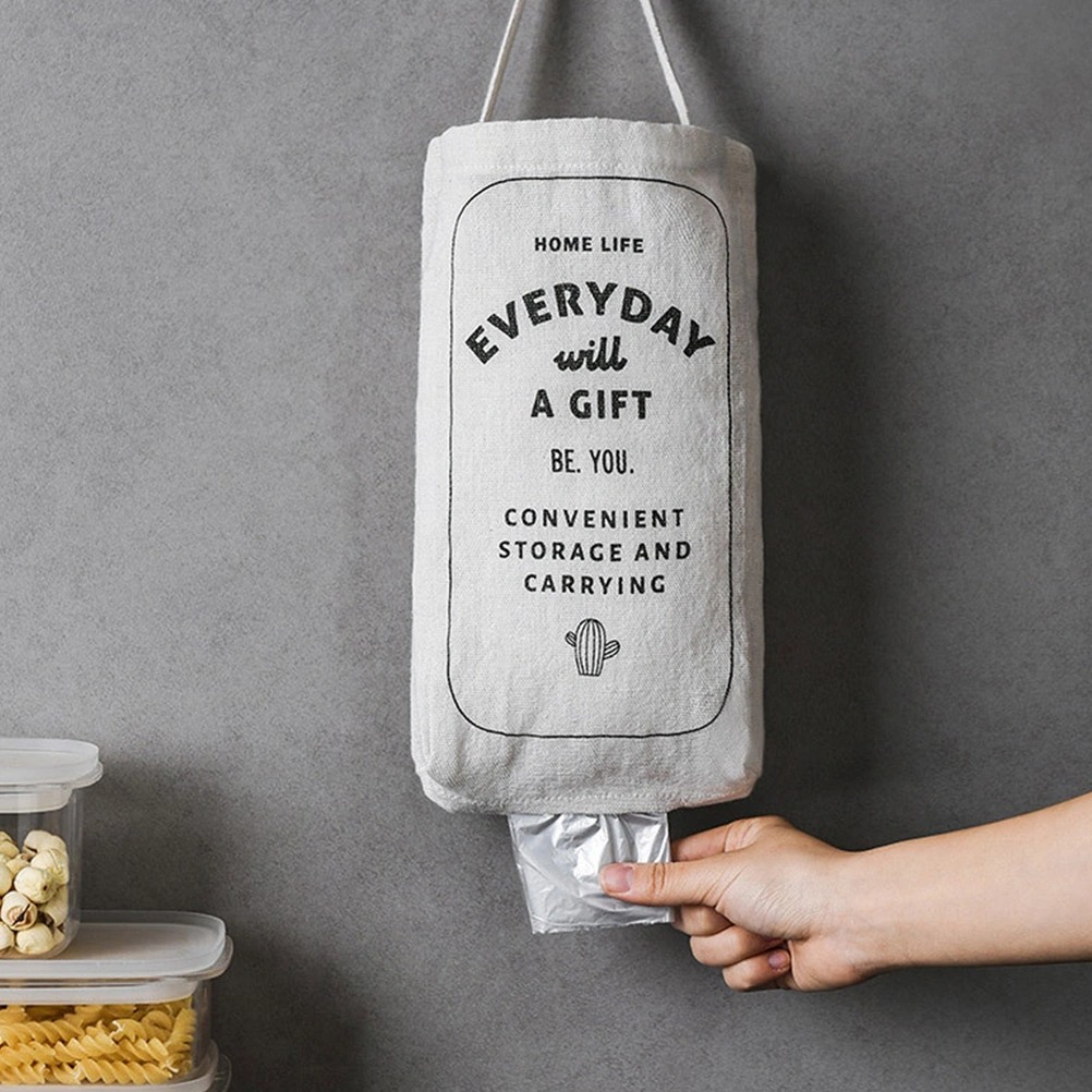 2 Pcs Cotton Linen Trash Bag Storage Pouch Multipurpose Folding Hanging Garbage Pouch Household Cupboard Storage Pouch