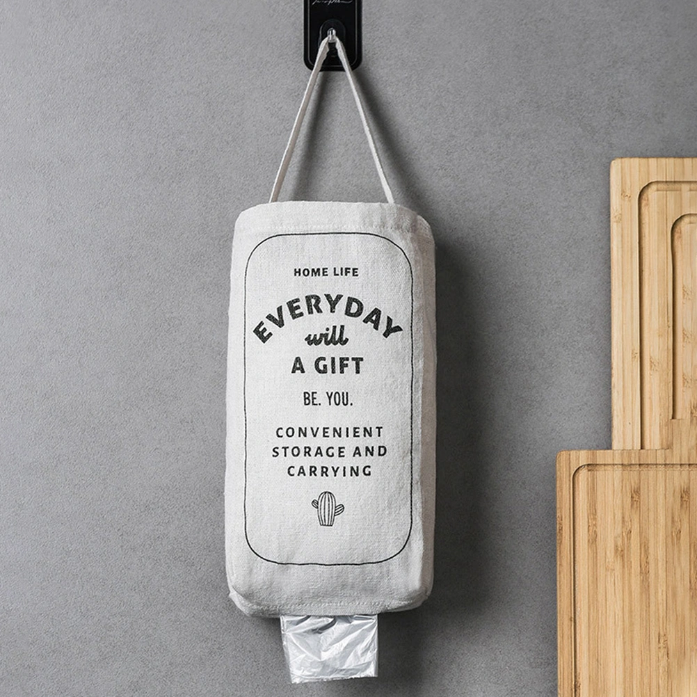 2 Pcs Cotton Linen Trash Bag Storage Pouch Multipurpose Folding Hanging Garbage Pouch Household Cupboard Storage Pouch