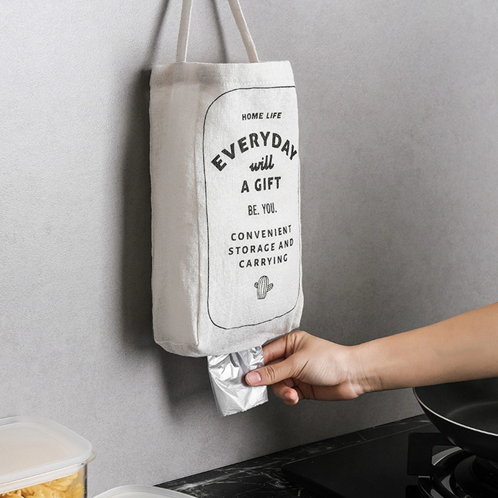2 Pcs Cotton Linen Trash Bag Storage Pouch Multipurpose Folding Hanging Garbage Pouch Household Cupboard Storage Pouch
