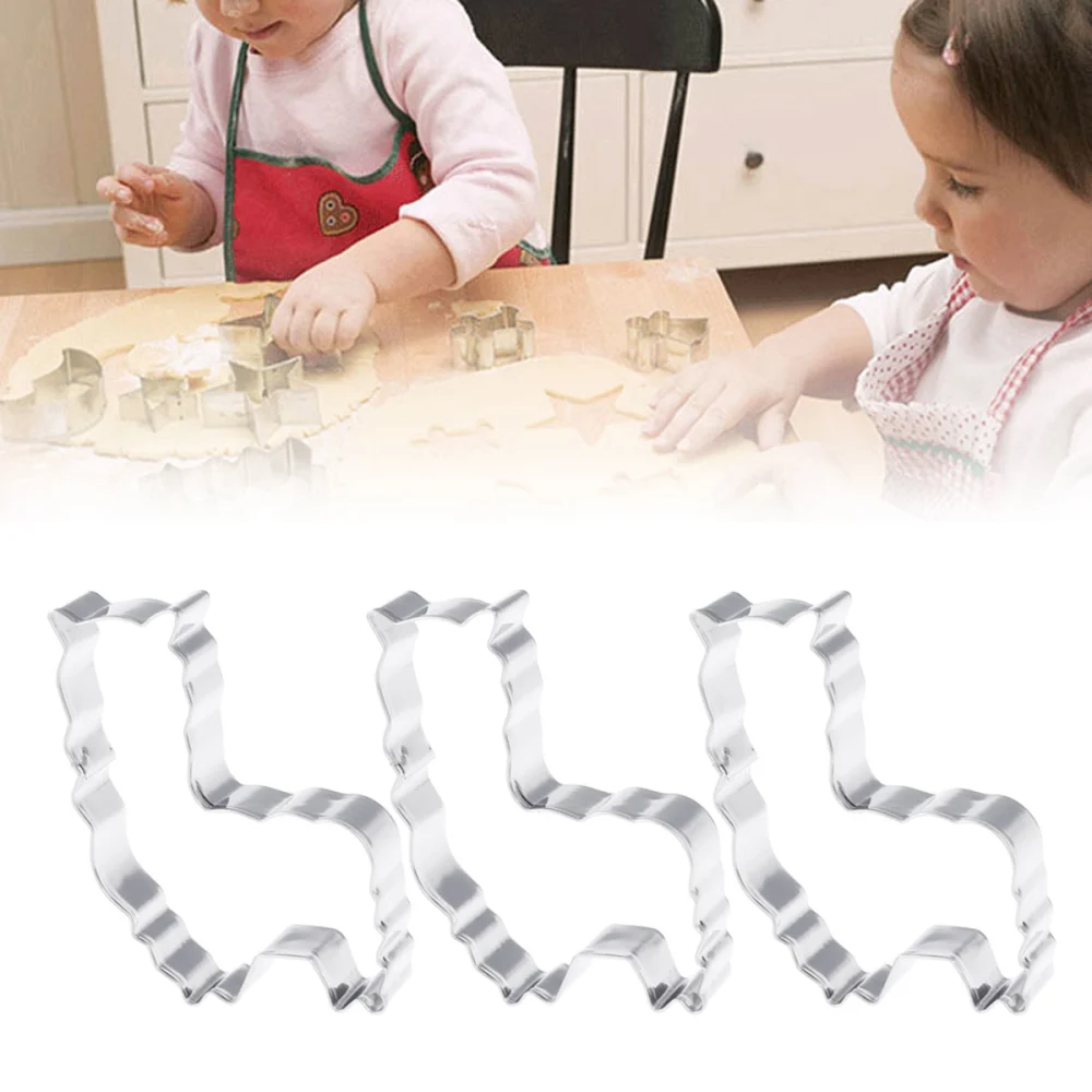 3pcs Alpaca Shaped Metal Cookie Cutters Stainless Steel Tools Cake Biscuit Kitchen Mold Fondant Party Wedding Decor Sugar Mould