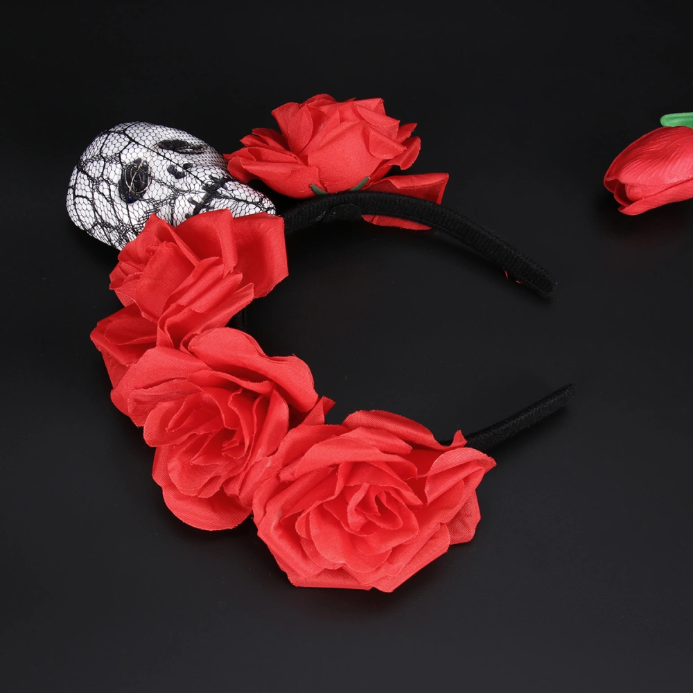 Halloween Simulation Flower Headband Luminous Skull Hair Loop Hair Clasp Role Playing Props Party Supplies