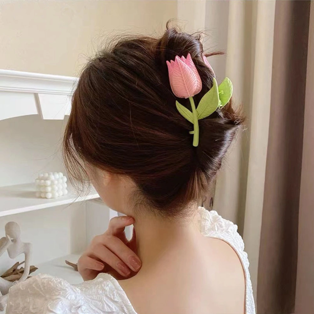 2Pcs Tulip Flower Hair Claw Clips Flower Back Hair Clips for Women Thick Hair and Thin Hair