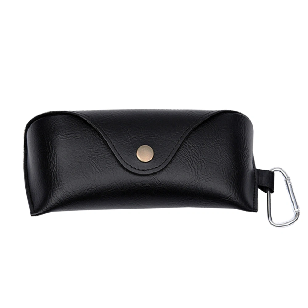 1pc Glasses Case Metal Hook PU Leather Glasses Case Handmade Cover Spectacle Bag (Black)