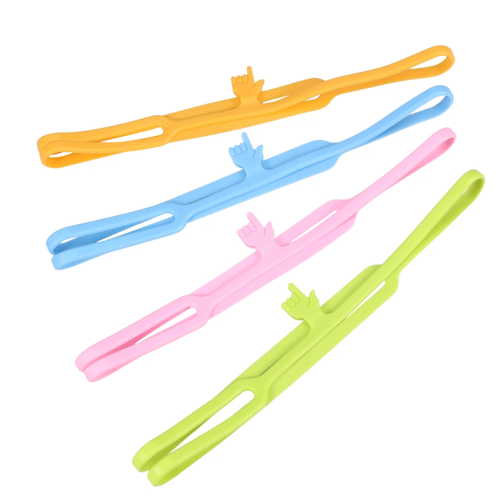 4pcs Lovely Silicone Bookmark Creative Finger Bookmark Page Marking Tag Stationery Supplies for Home School (Random Color)