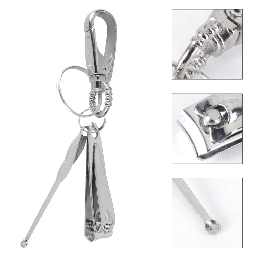 4pcs Shiny Side Nail Clipper Metal Nail Manicure Kit Nail Trimming Kit Key Chain Pendant