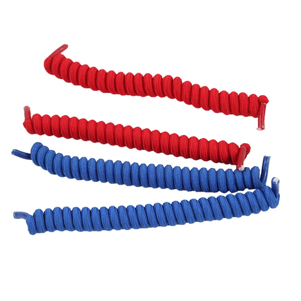 6pcs Lace Spring Curly Coiled Elastic Shoe Laces Latex Shoelaces for Sneakers Casual Shoes (2*Black + 2*Red + 2*Blue)