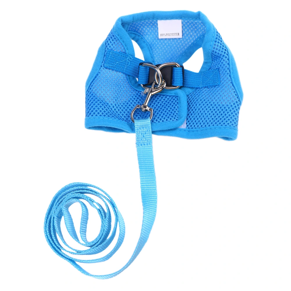 Breathable Mesh Pet Harness Vest Leash Lead Set Pet Supplies - Size S (Blue)