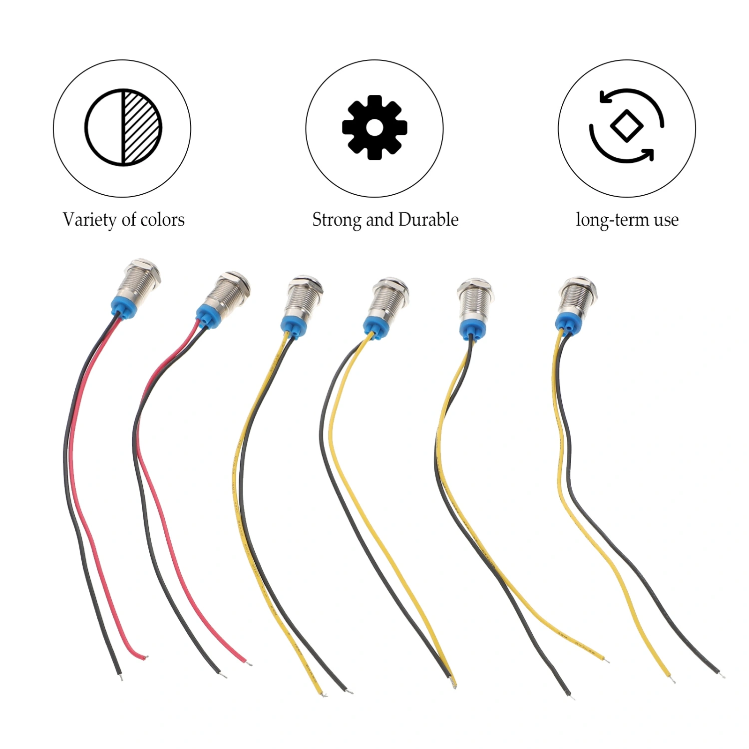 6pcs Wired Indicator Light Pilot Dash Signal Lamp Metal Truck Pilot Light