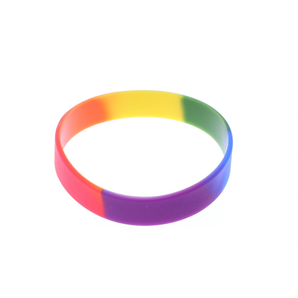 12pcs Silicone Wristband Fashion Rainbow Bracelet Wristbands Party Favors Gift