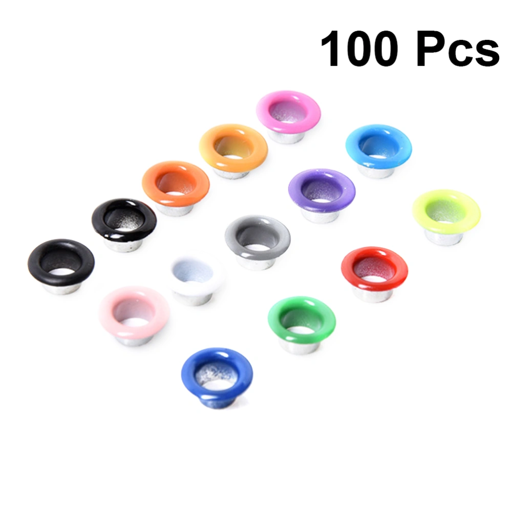 100PCS 10MM Colored Canvas Grommets Hanging Tag Grommet Eyelets Kit Clothes Eyelet Button Set Metal Corn-eyed Rivet Buckle Kit for Home Use Mixed Color Size 1