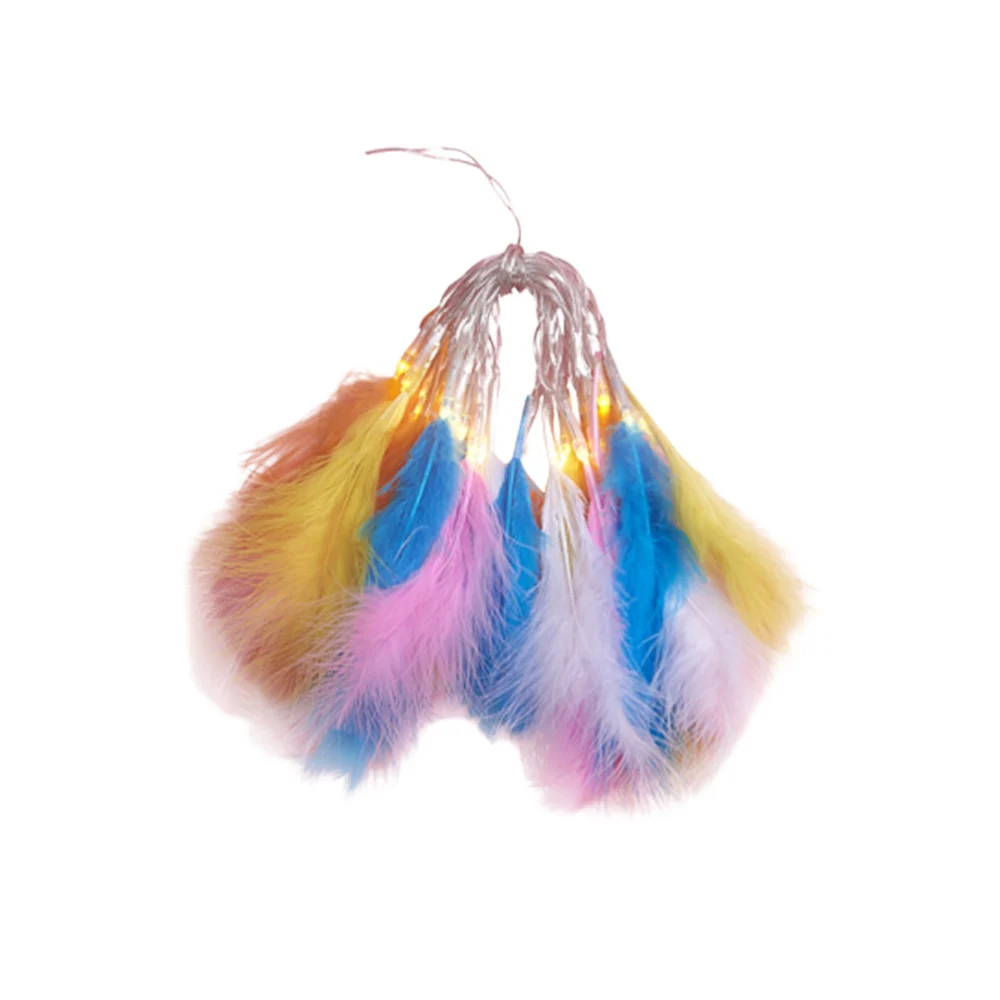 Colorful Feathers String Light White Light String Lamp Decorative Light Festival Ornament Lamp for Dorm Room Home Without Battery (2.2 Meters 20 LEDs )