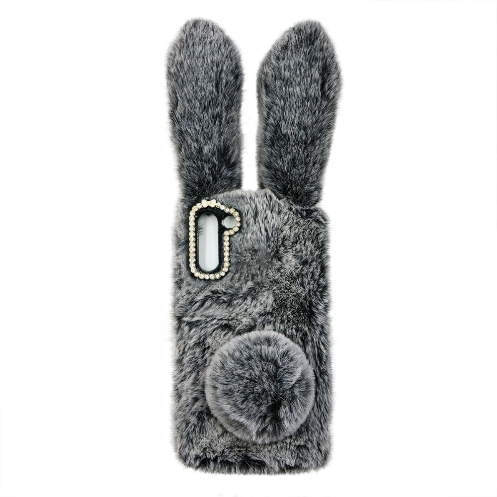 Furry Phone Shell Bunny Ear Plush Cellphone Case Compatible with S21 Plus 5G