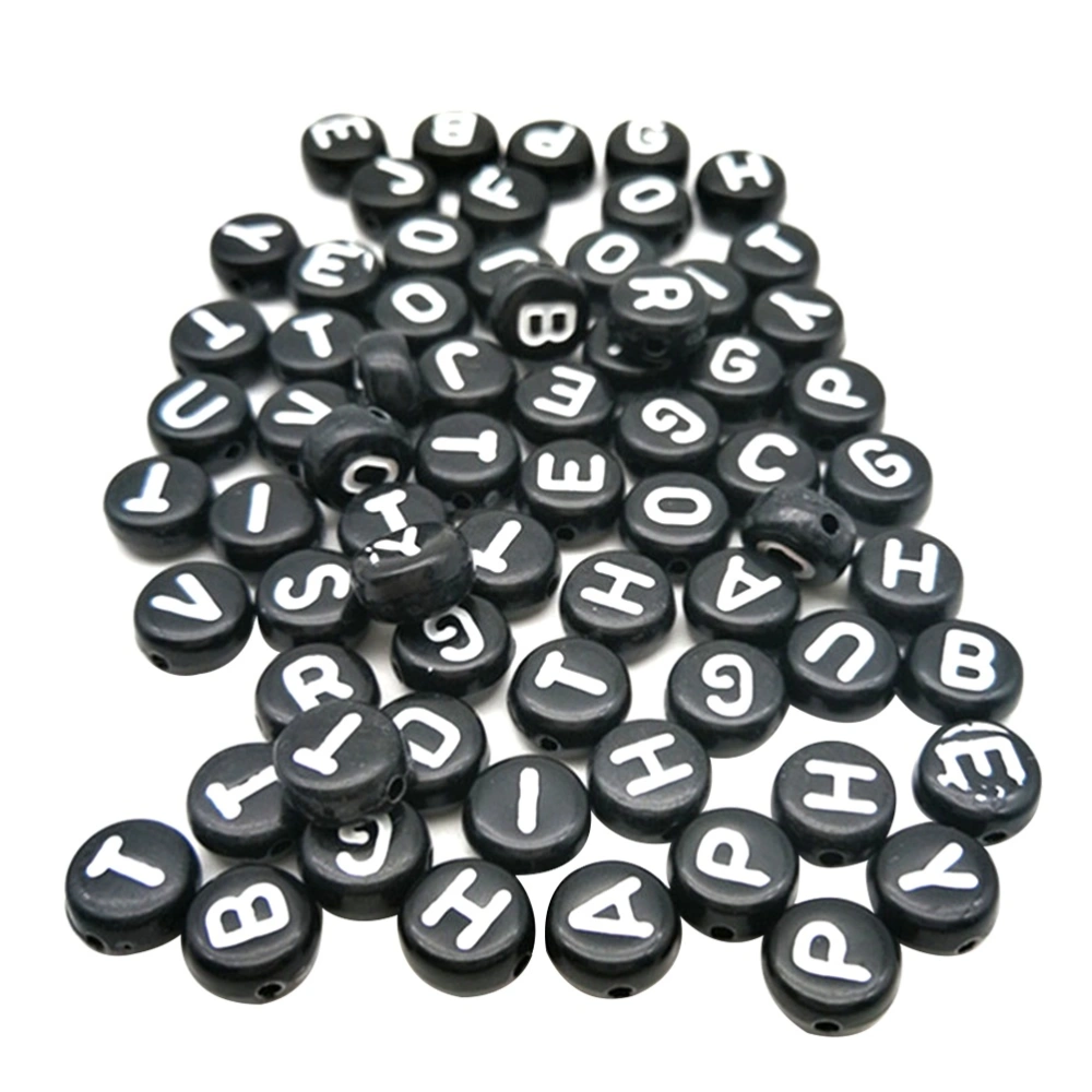 260pcs DIY Round Acrylic Beads Alphabet Letters Beads For Jewelry Making DIY Bracelets Necklaces Key Chains (Black And White)