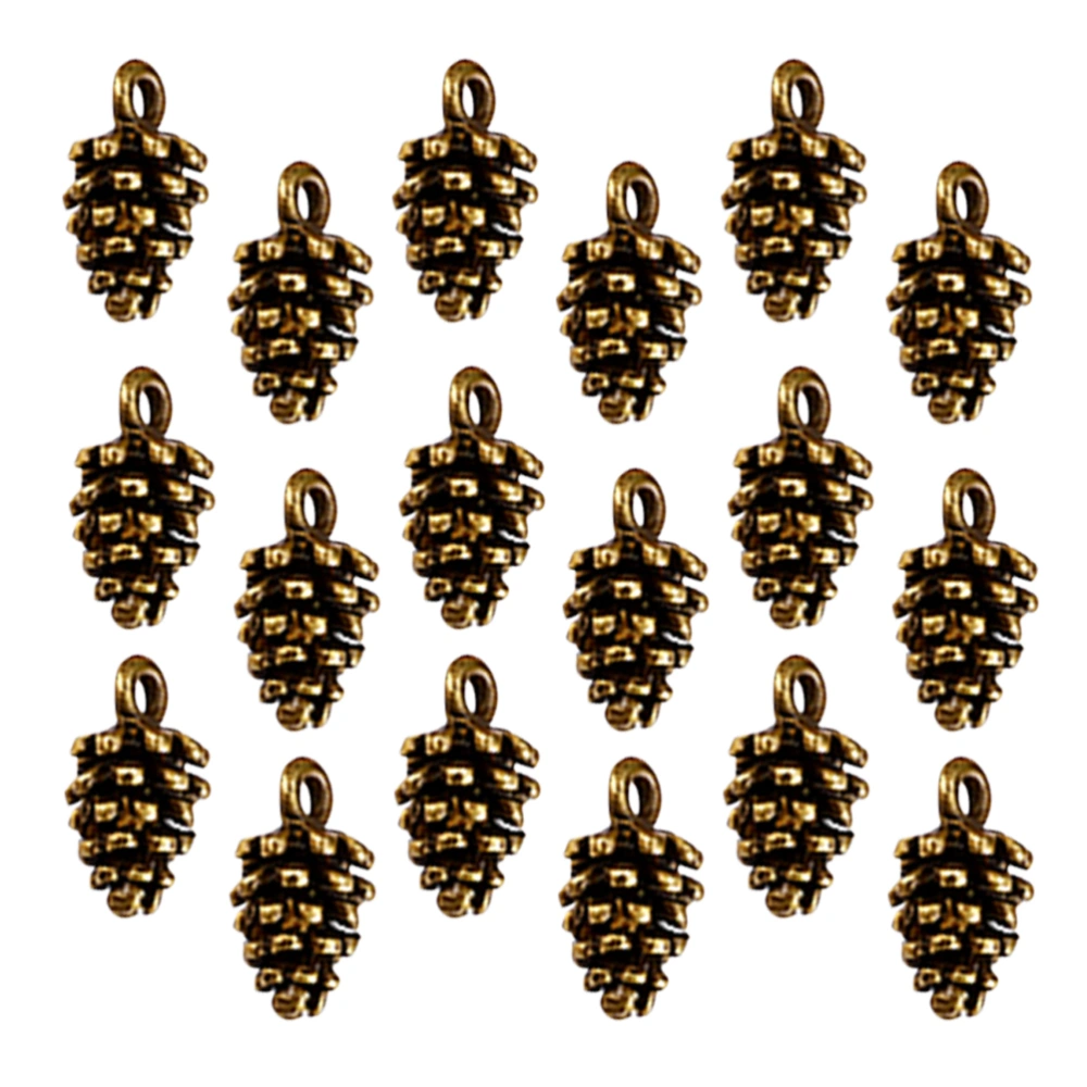 50pcs Christmas Pine Cone Alloy Small Pendant Nature Nuts Charm for DIY Jewelry Making Accessories (Antique Brass)