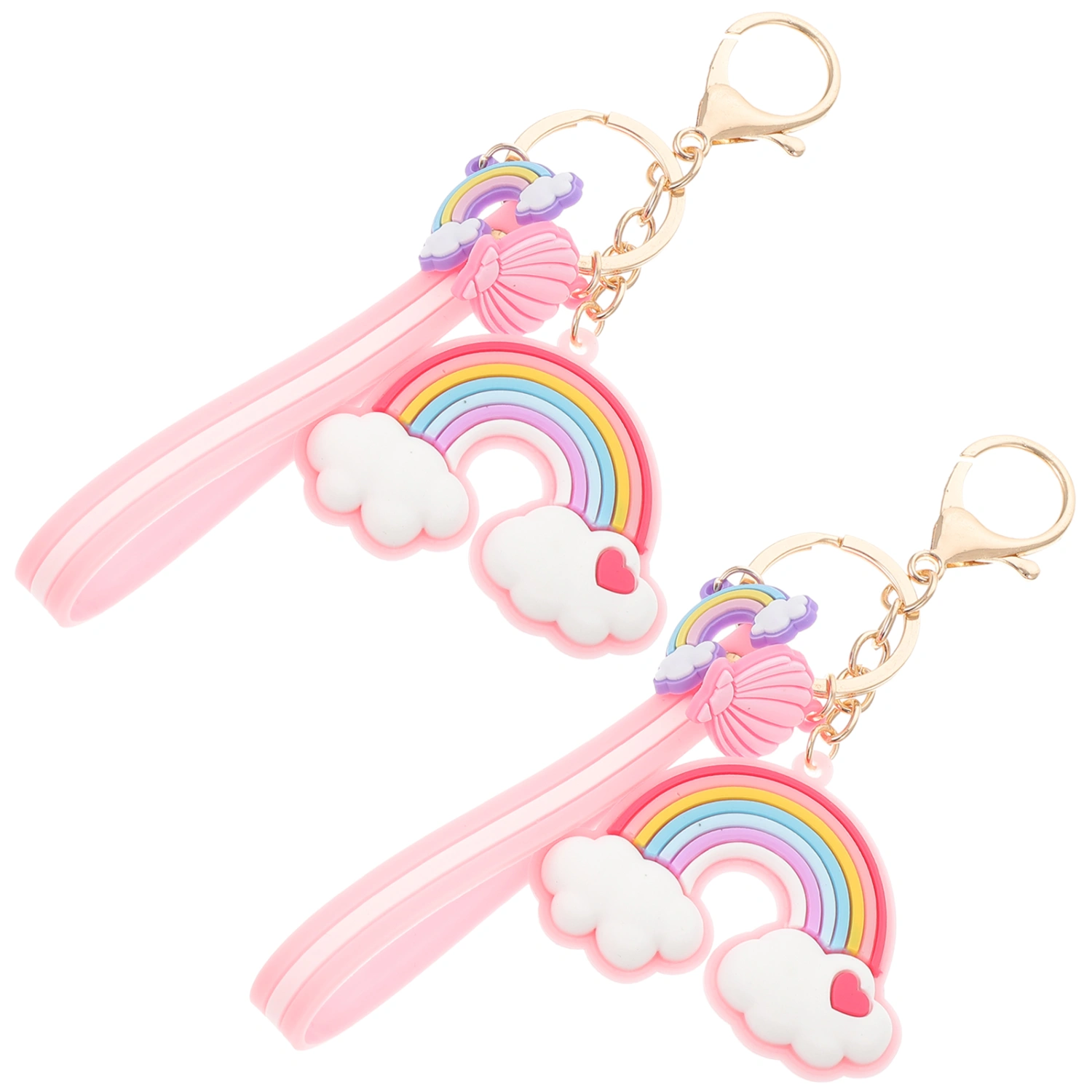 2 Pcs Rainbow Key Rings Cartoon Rainbow Key Chains Lovely Rainbow Key Pendants