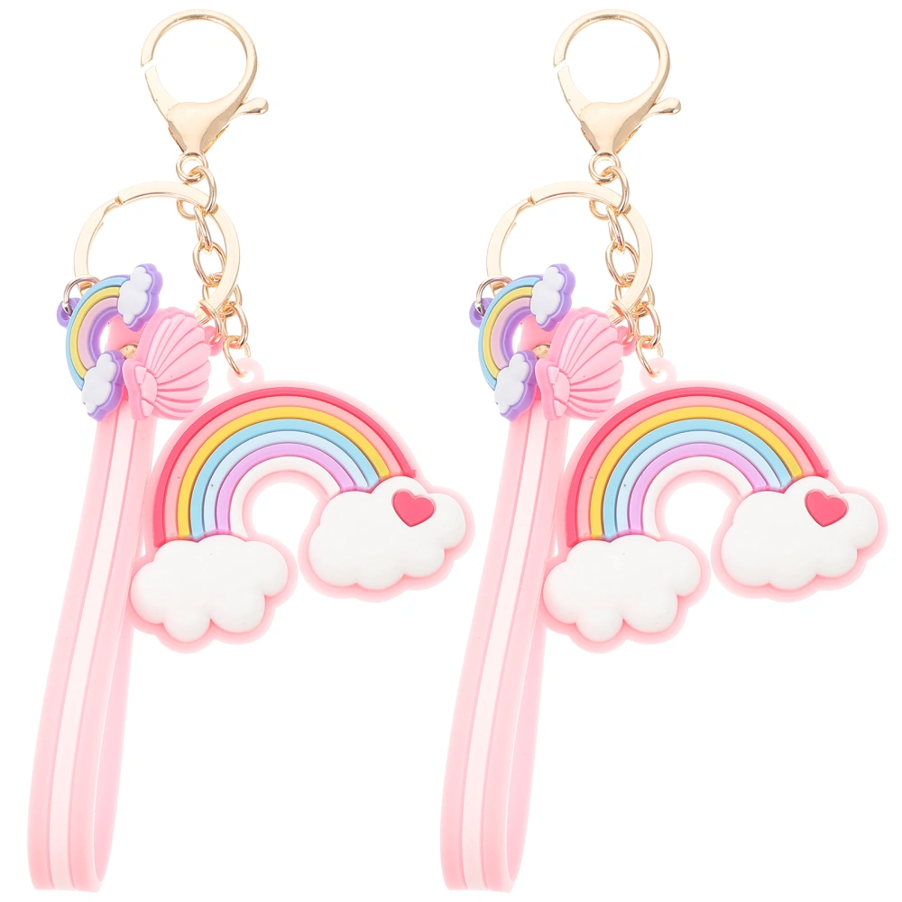 2 Pcs Rainbow Key Rings Cartoon Rainbow Key Chains Lovely Rainbow Key Pendants