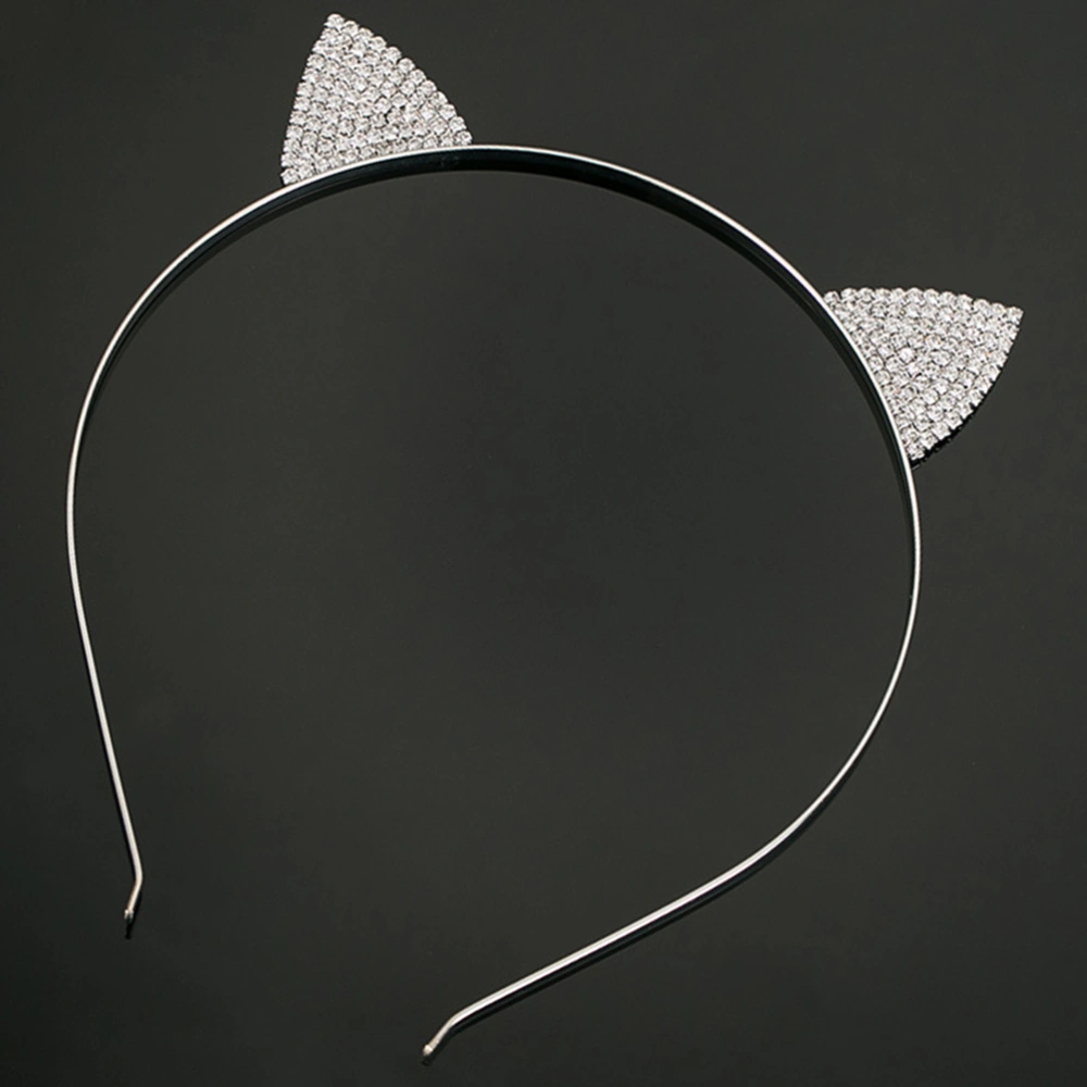 2pcs Crystal Cat Ear Headband Rhinestone Hair Bands Headwear for Women Girls Hair Accessories