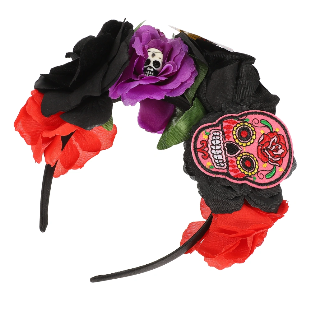 Halloween Flower Headband Party Headdress Day of The Dead Skull Rose Headband